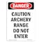 Signmission OSHA Danger Sign, 14" Height, Rigid Plastic, Caution Archery Range Do Not Enter, Portrait OS-DS-P-1014-V-2127 - alternate 1